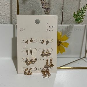 Set earrings,New,Gold with sky blue